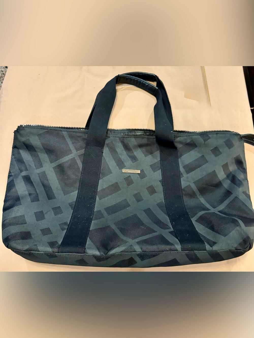 Burberry Fragrances Plaid Large Canvas Duffle/Tote Bag. 24.5x13.5”